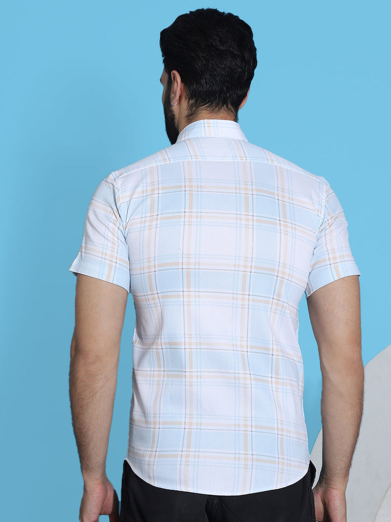 Checked Half Sleeve Cotton Shirt for Men