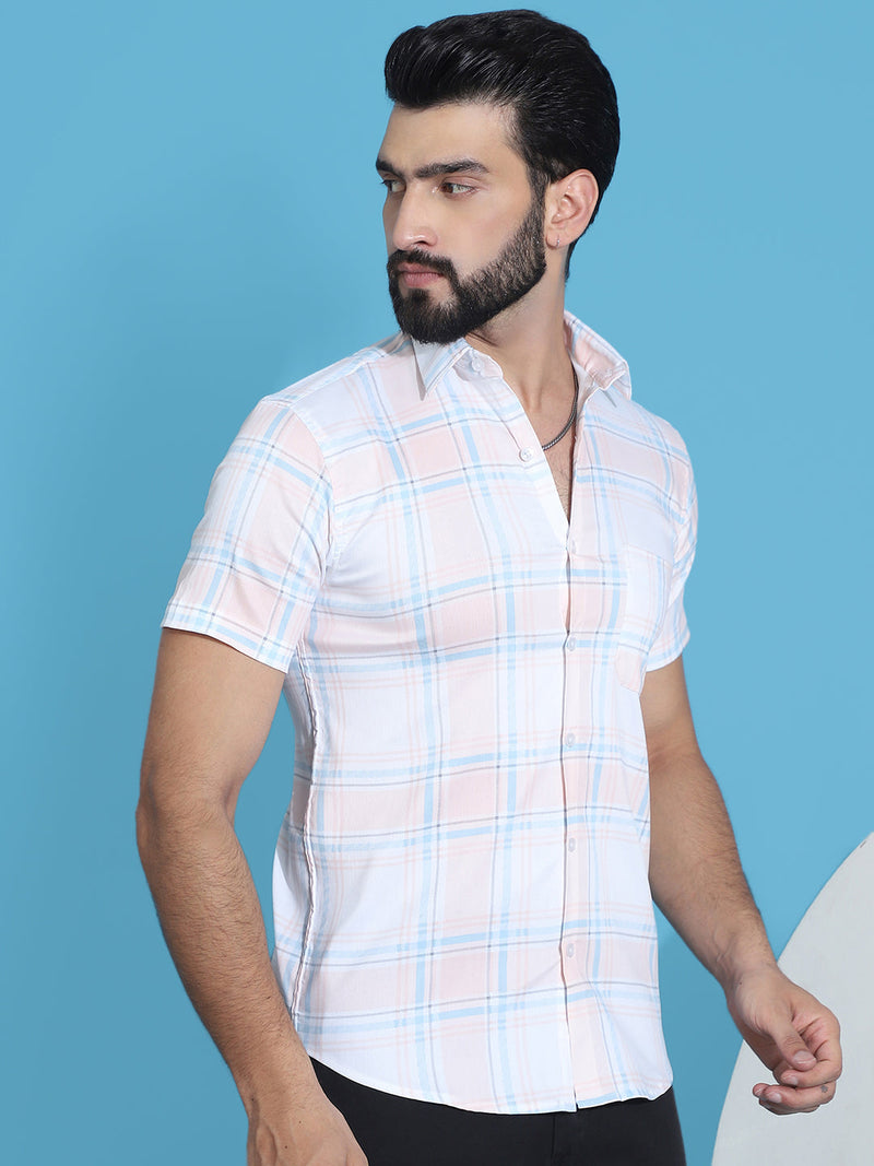 Checked Half Sleeve Cotton Shirt for Men