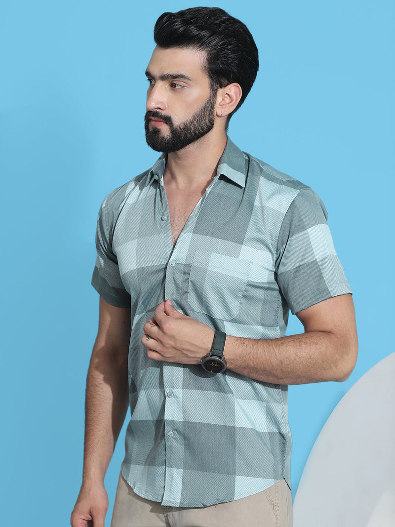 Checked Half Sleeve Cotton Shirt for Men