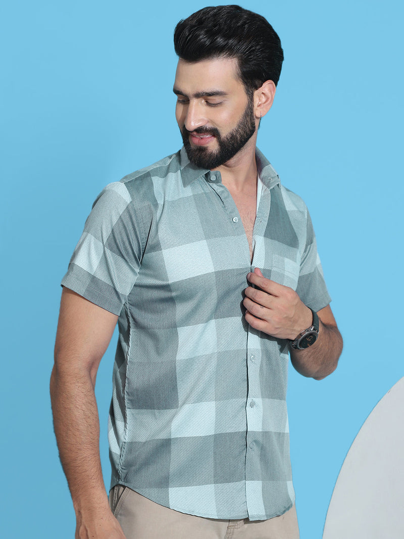 Checked Half Sleeve Cotton Shirt for Men