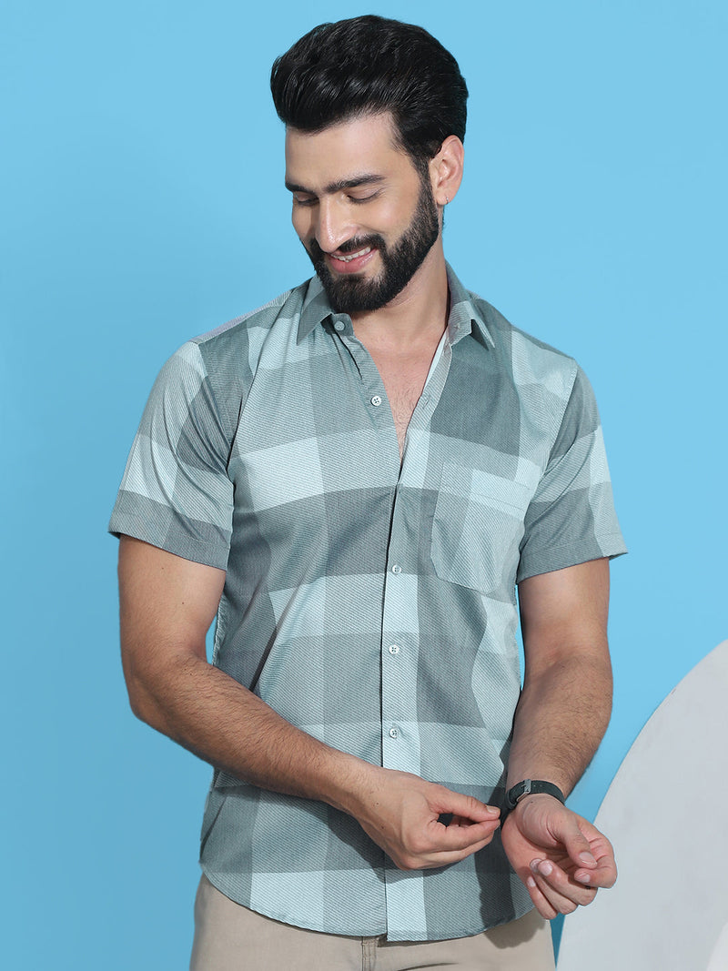 Checked Half Sleeve Cotton Shirt for Men