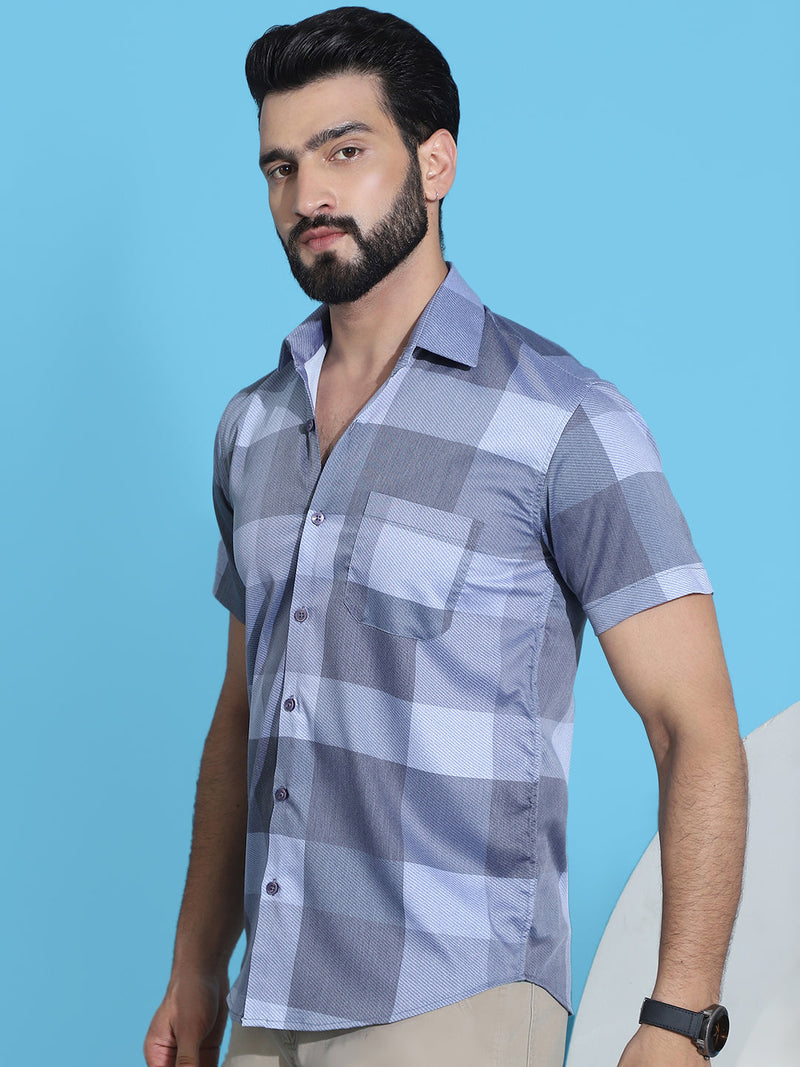 Checked Half Sleeve Cotton Shirt for Men