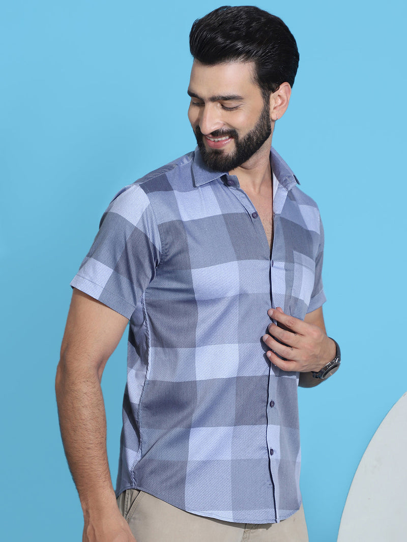 Checked Half Sleeve Cotton Shirt for Men