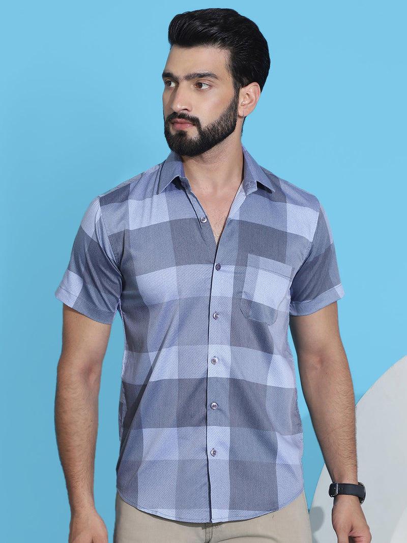 Checked Half Sleeve Cotton Shirt for Men