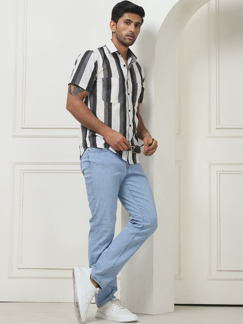 Striped Regular Fit Casual Shirt For Men