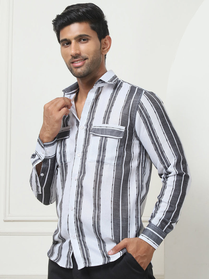 Striped Regular Fit Casual Shirt For Men