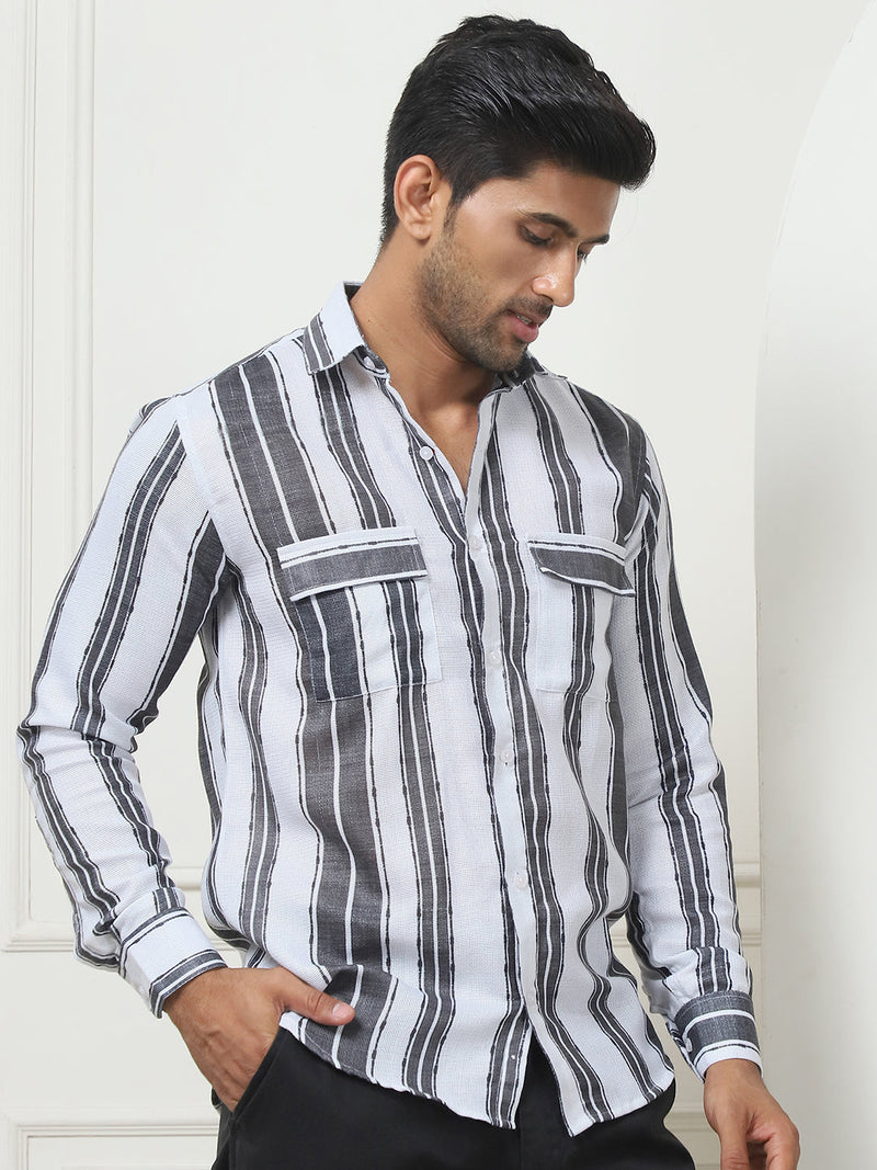 Striped Regular Fit Casual Shirt For Men