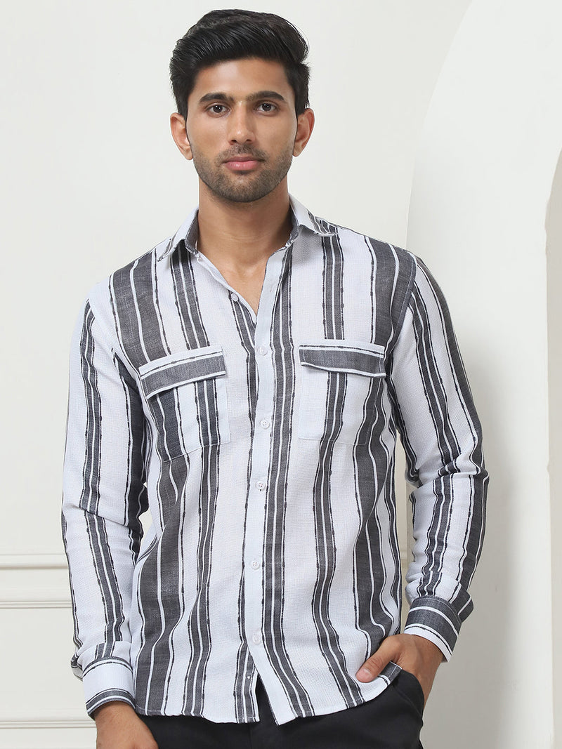 Striped Regular Fit Casual Shirt For Men