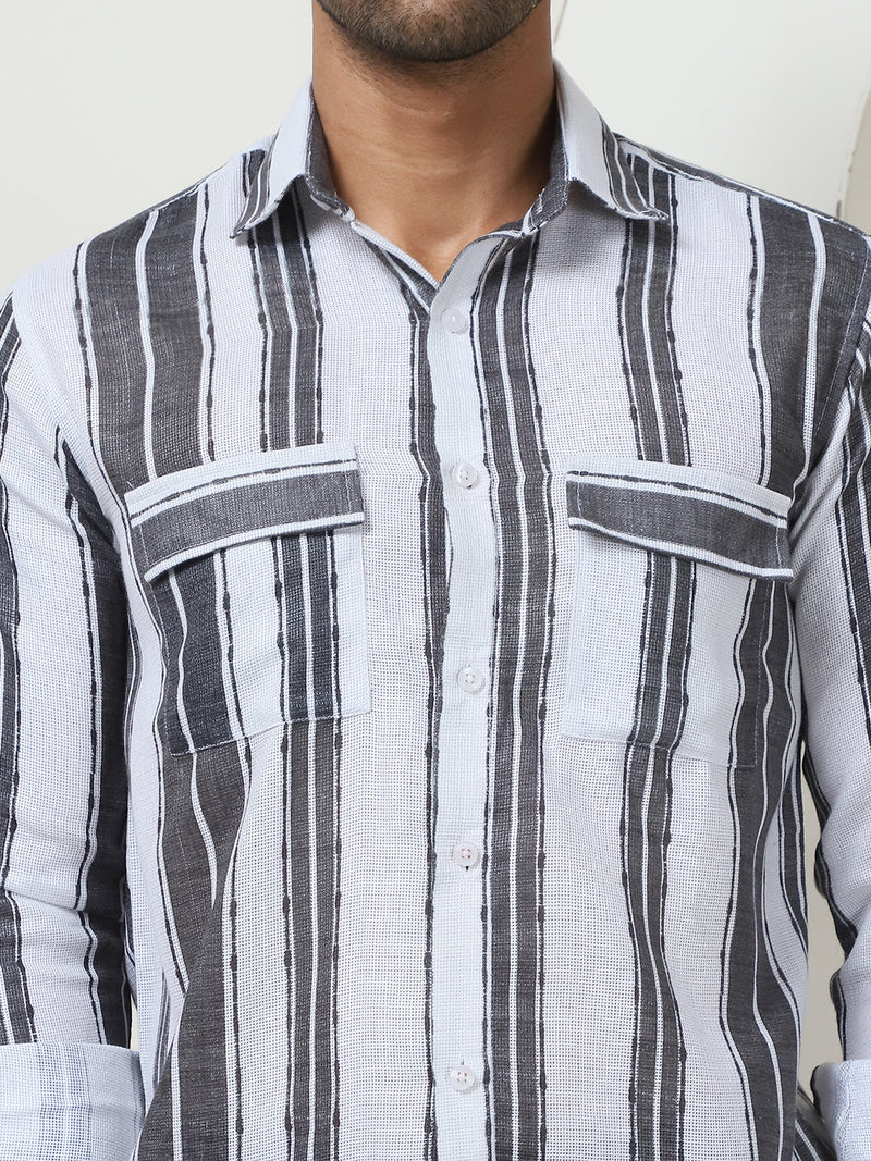 Striped Regular Fit Casual Shirt For Men