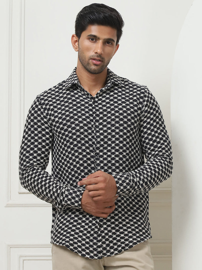 Woven Design Casual Shirt For Men