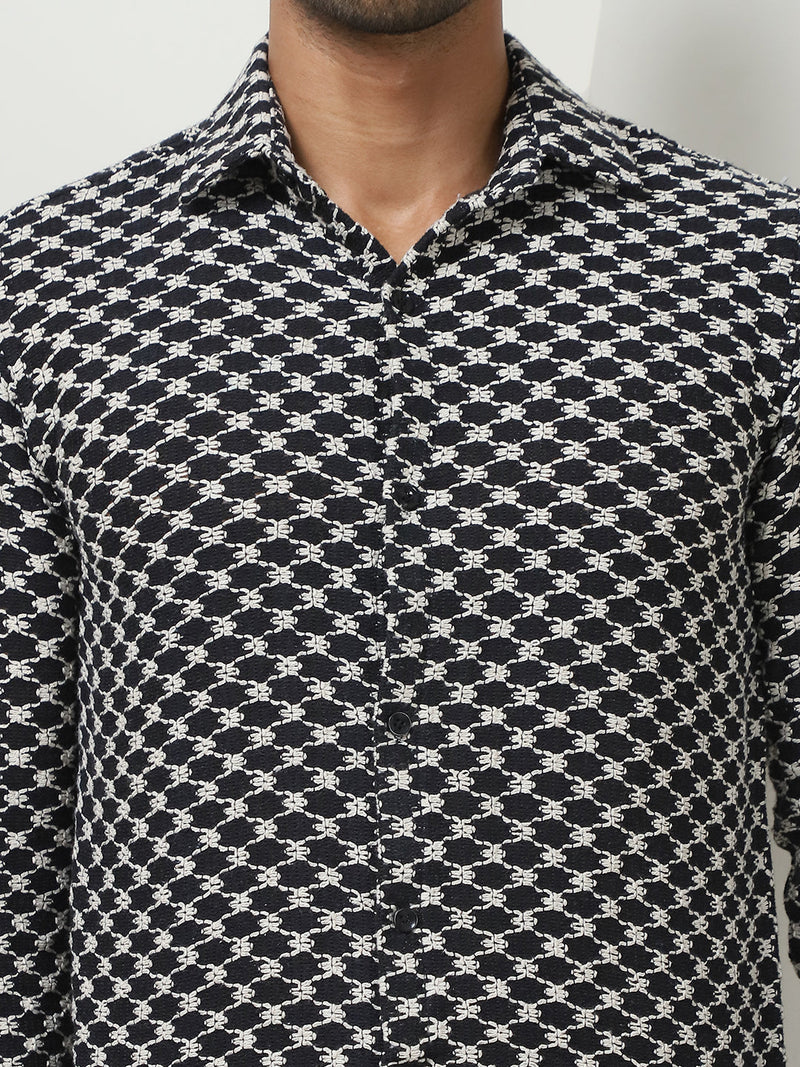 Woven Design Casual Shirt For Men