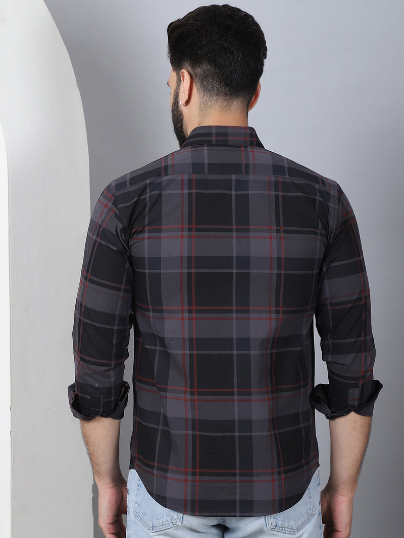 Men's Tartan Checked Cotton Casual Shirt