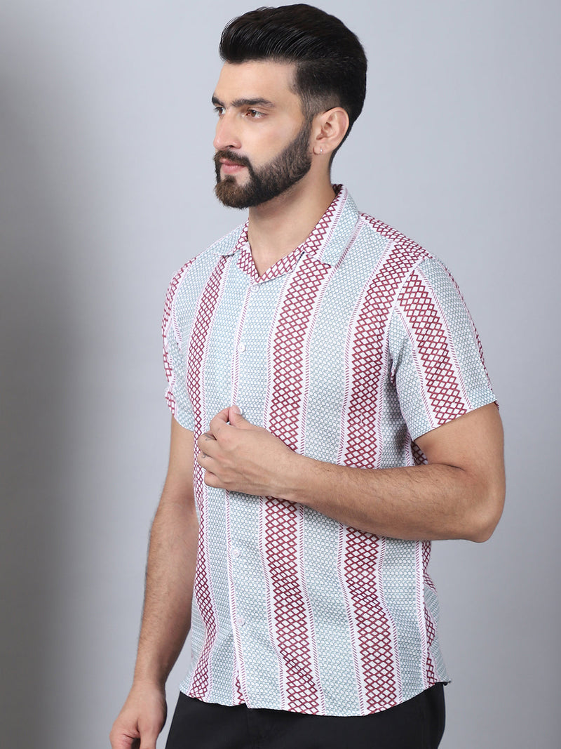 Men's Geometric Printed Cotton Casual Shirt