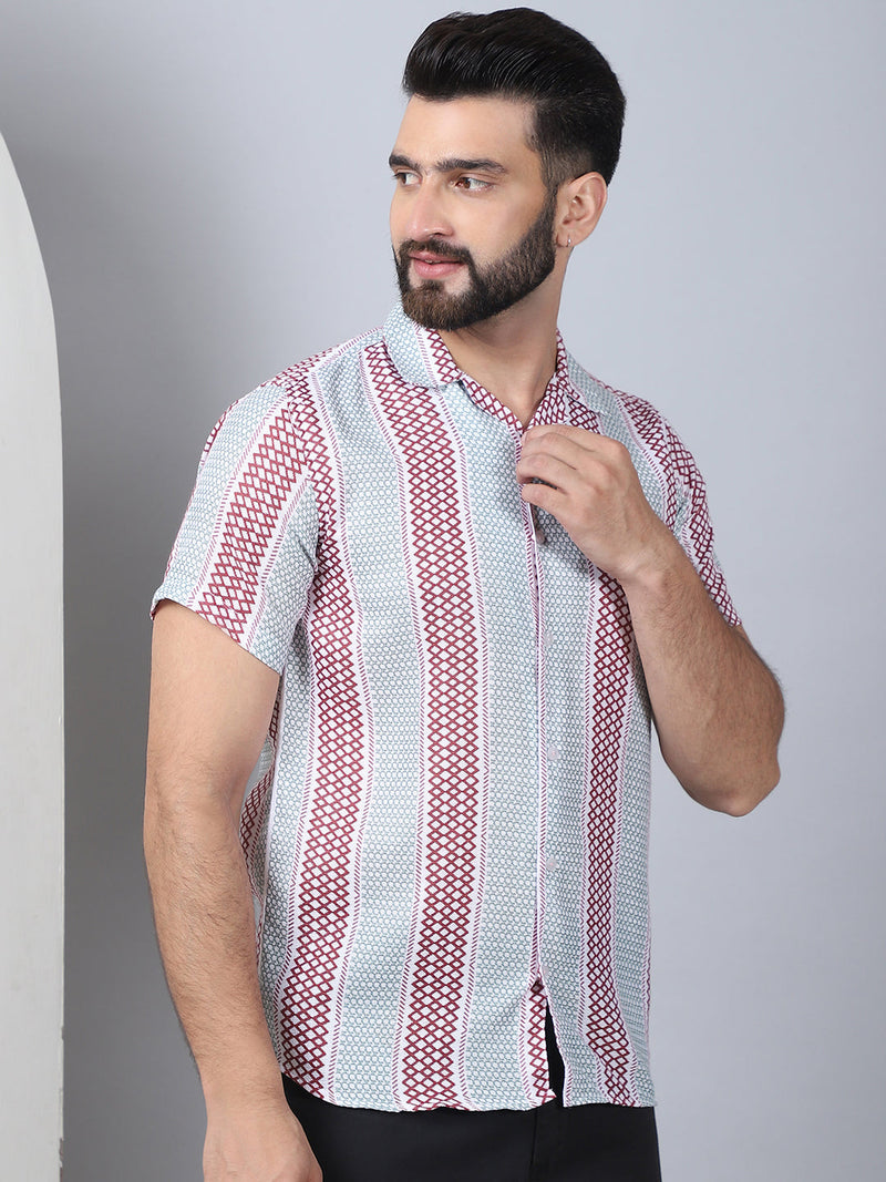 Men's Geometric Printed Cotton Casual Shirt