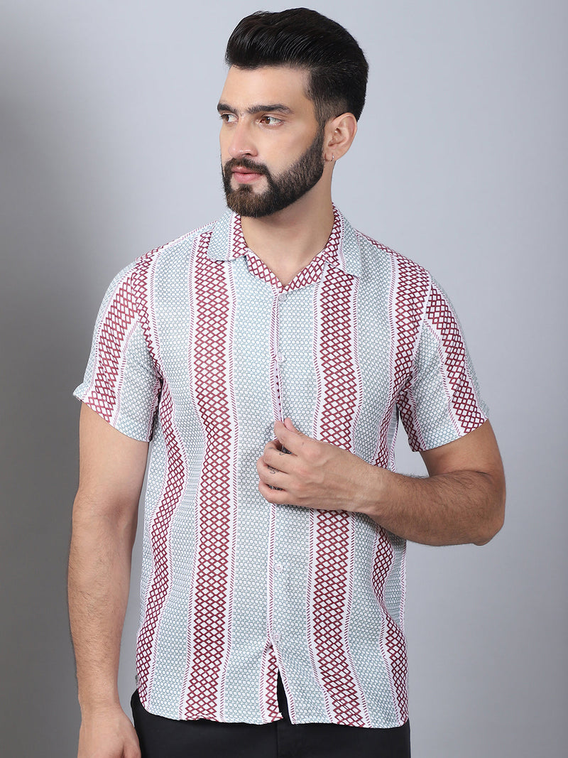 Men's Geometric Printed Cotton Casual Shirt