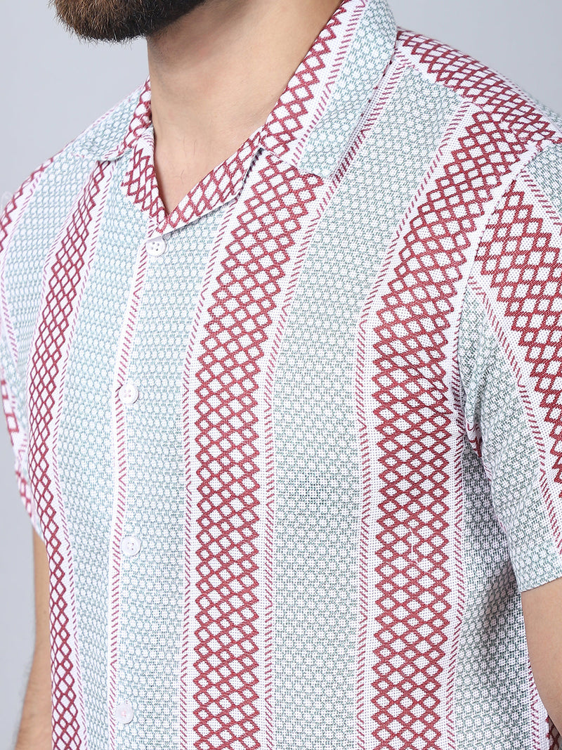 Men's Geometric Printed Cotton Casual Shirt