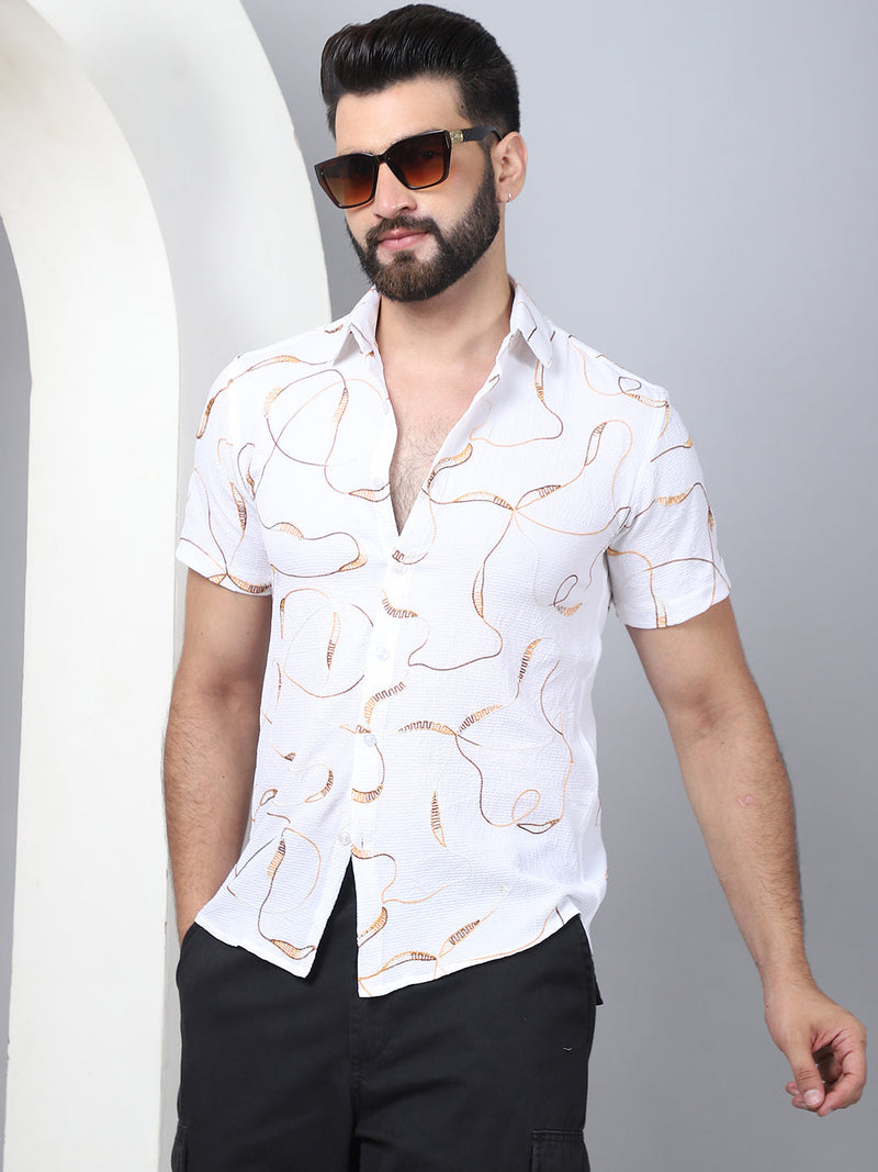 Men's Embroidered Cotton Casual Shirt