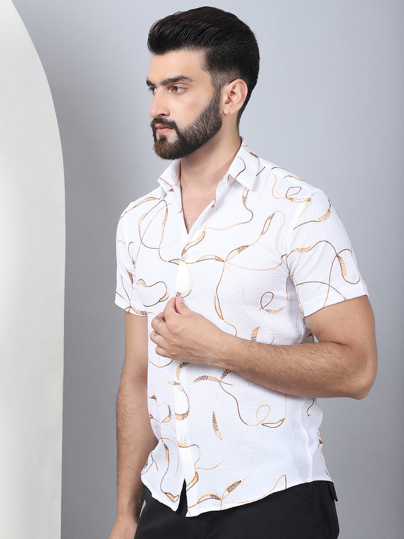 Men's Embroidered Cotton Casual Shirt