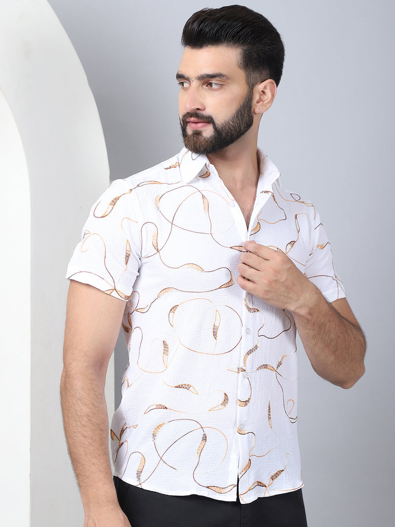 Men's Embroidered Cotton Casual Shirt