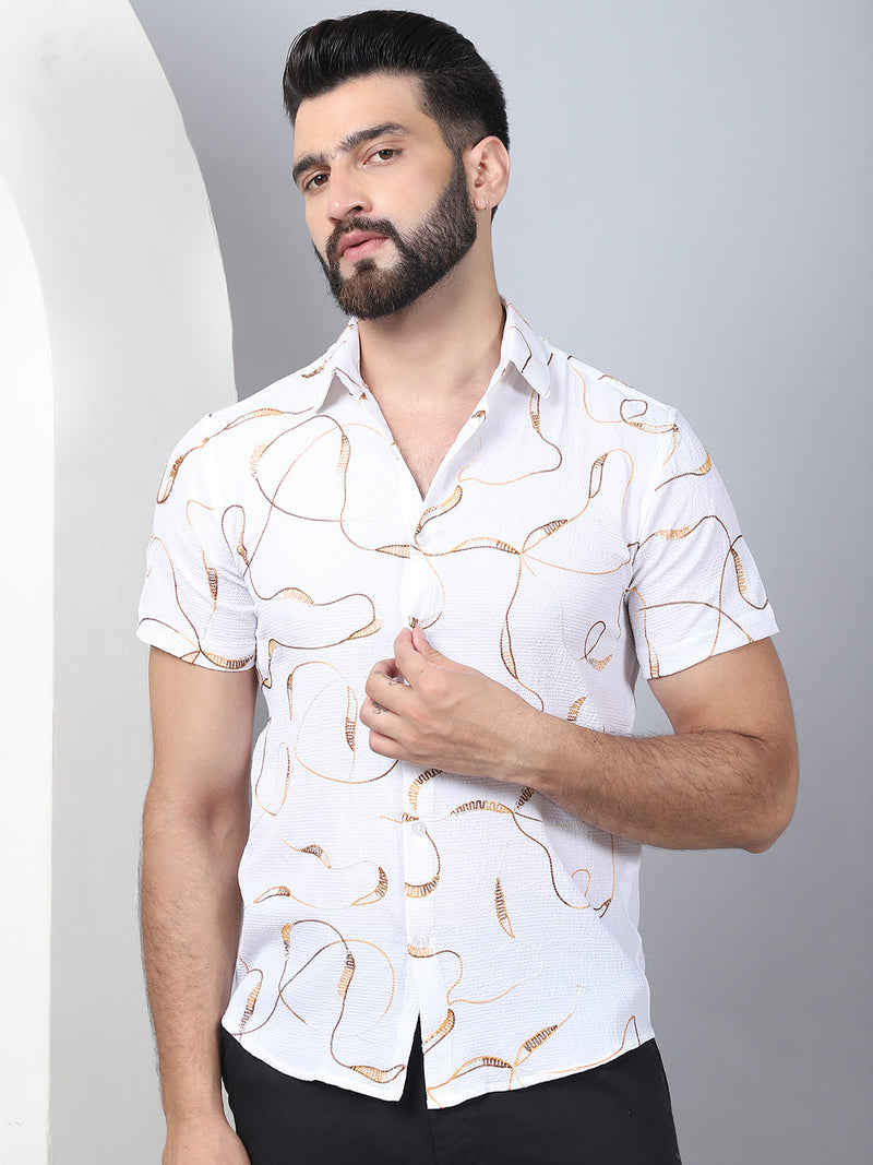 Men's Embroidered Cotton Casual Shirt