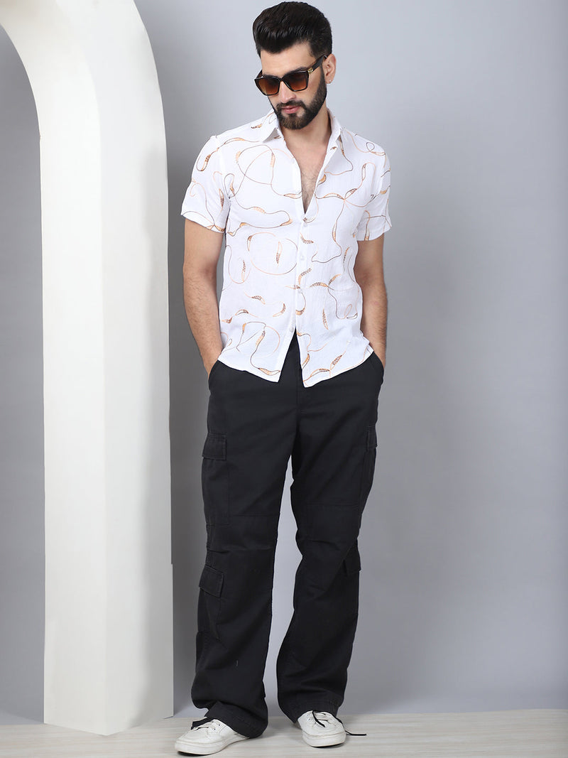 Men's Embroidered Cotton Casual Shirt