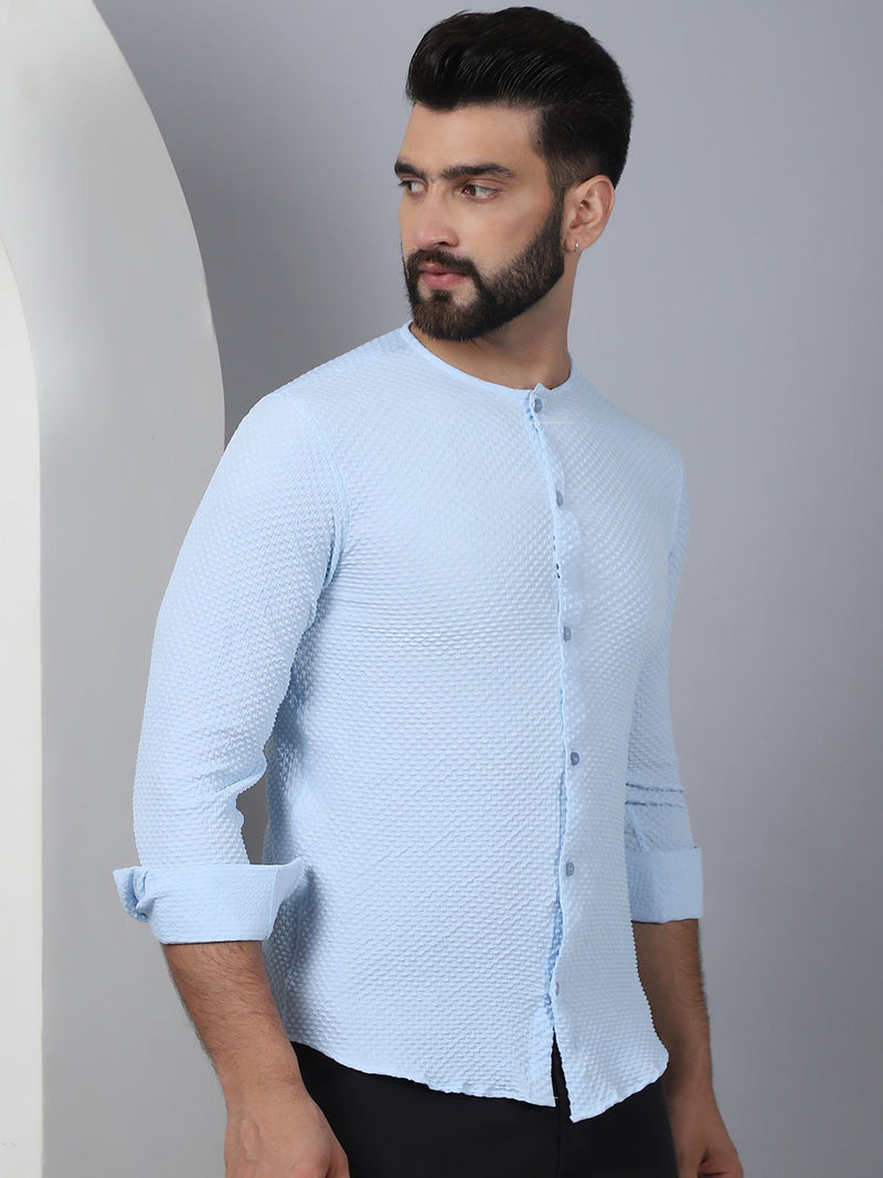 Self Design Cotton Blend Casual Shirt for Men