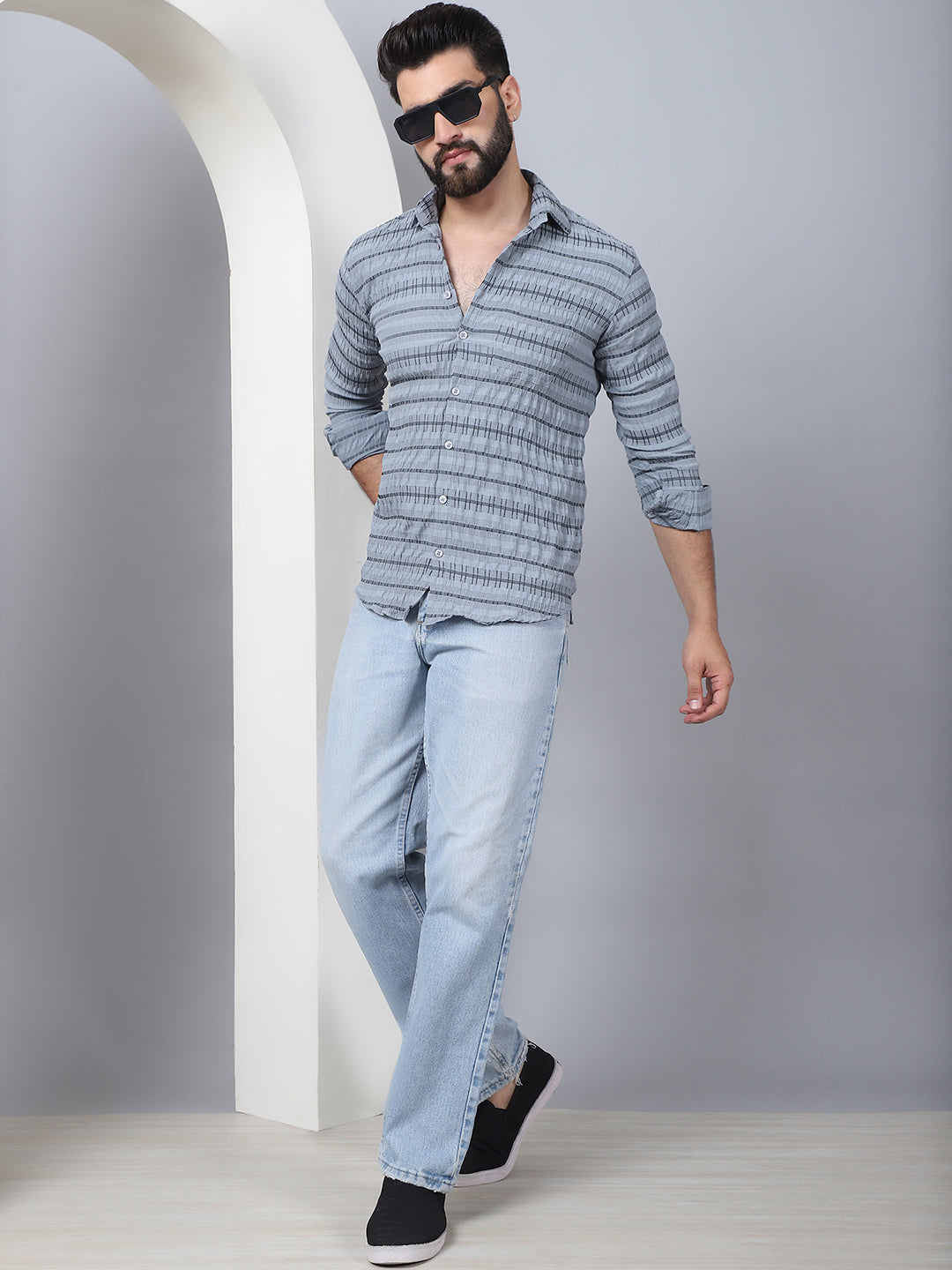 Striped Cotton Casual Shirt for Men