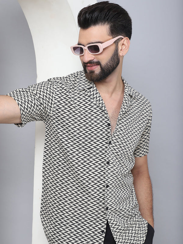 Self Design Cotton Casual Shirt for Men