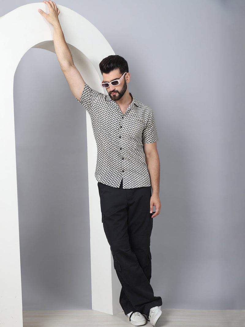 Self Design Cotton Casual Shirt for Men