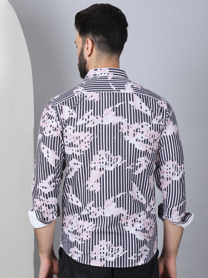 Printed Spread Collar Cotton Casual Shirt for Men