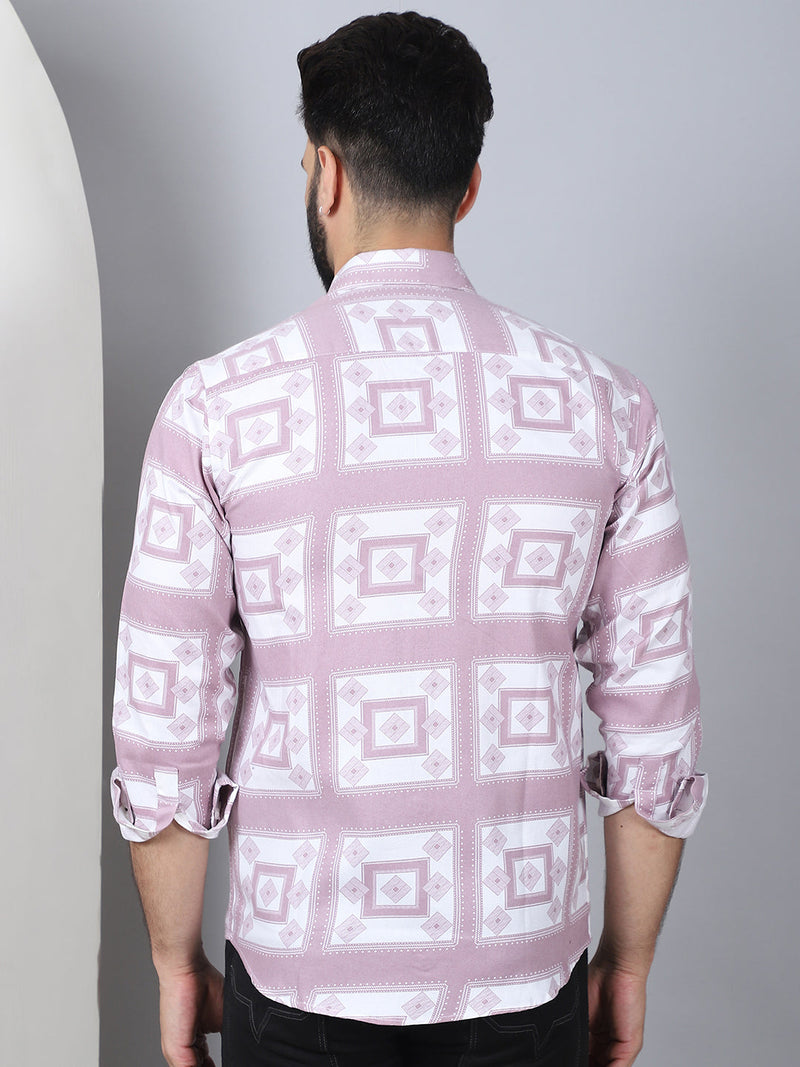 Printed Spread Collar Cotton Casual Shirt for Men