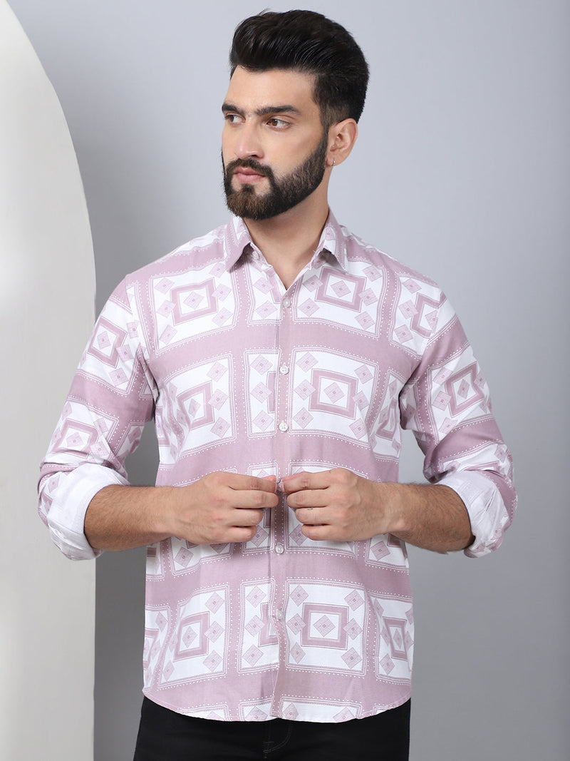 Printed Spread Collar Cotton Casual Shirt for Men