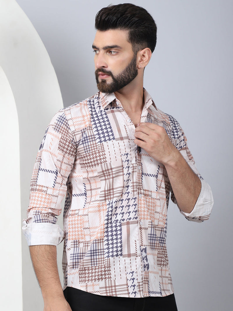 Geometric Printed Cotton Casual Shirt for Men