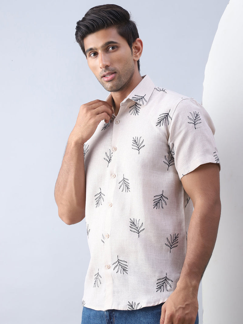 Men's Embroidered Cotton Casual Shirt