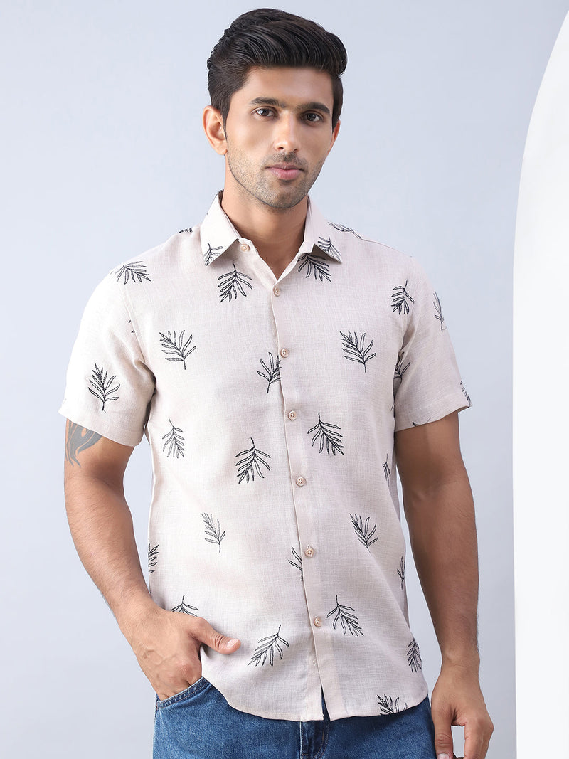 Men's Embroidered Cotton Casual Shirt