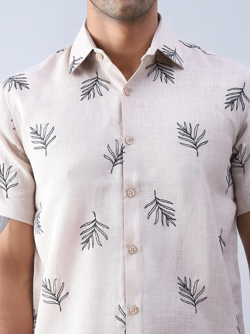 Men's Embroidered Cotton Casual Shirt