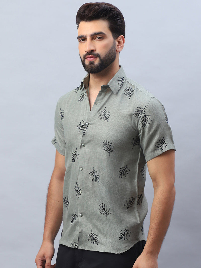 Men's Embroidered Cotton Casual Shirt