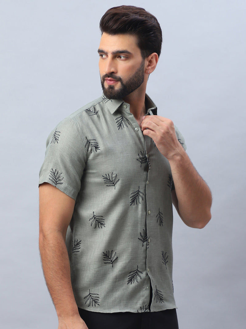 Men's Embroidered Cotton Casual Shirt