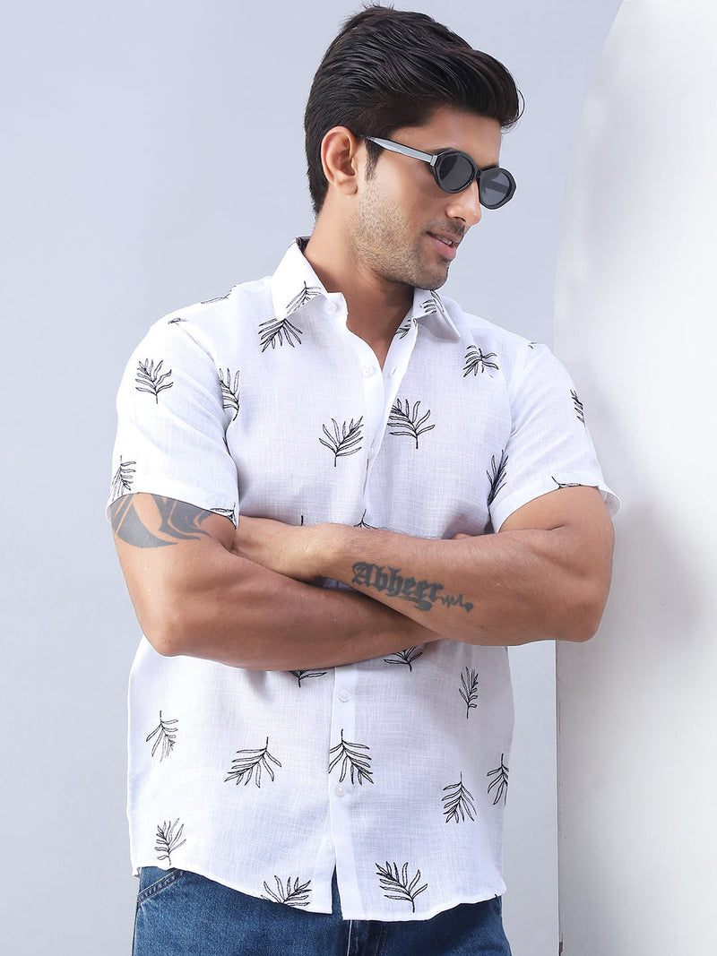 Men's Embroidered Cotton Casual Shirt