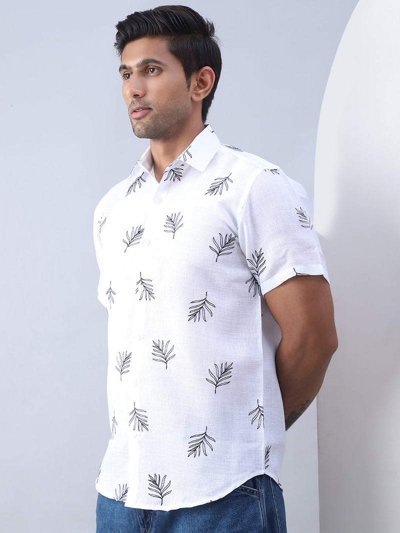 Men's Embroidered Cotton Casual Shirt