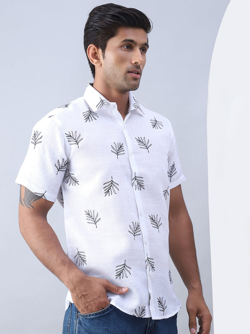 Men's Embroidered Cotton Casual Shirt