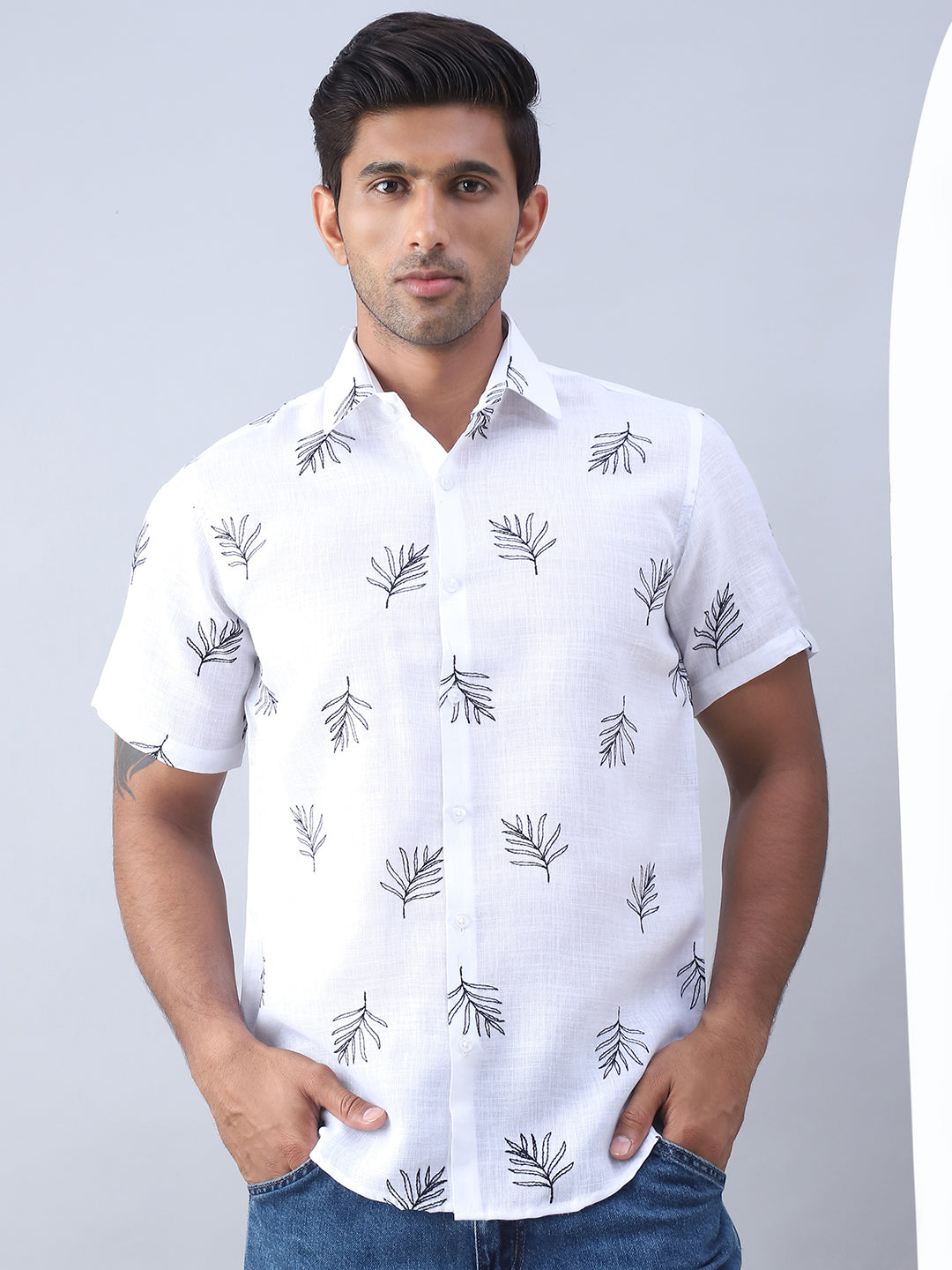 Men's Embroidered Cotton Casual Shirt