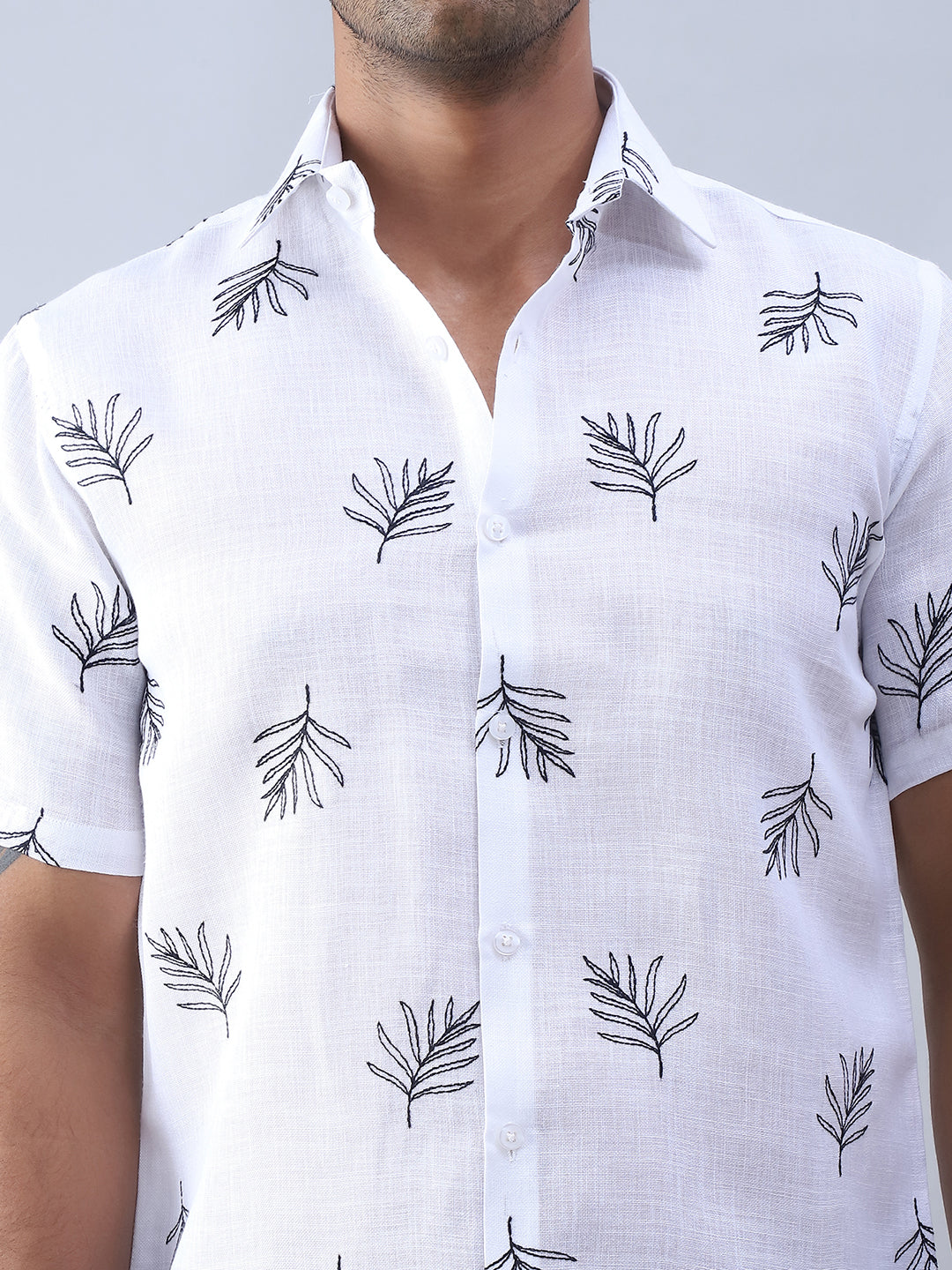Men's Embroidered Cotton Casual Shirt