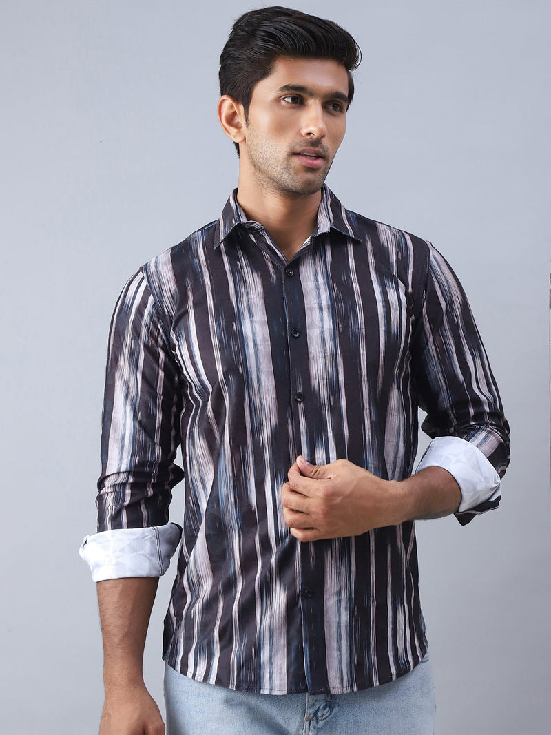 Abstract Printed Cotton Casual Shirt For Men