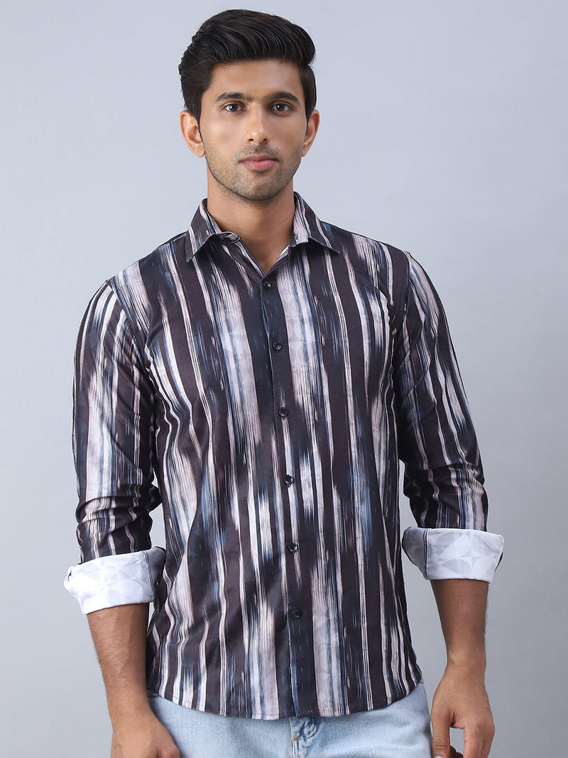 Abstract Printed Cotton Casual Shirt For Men