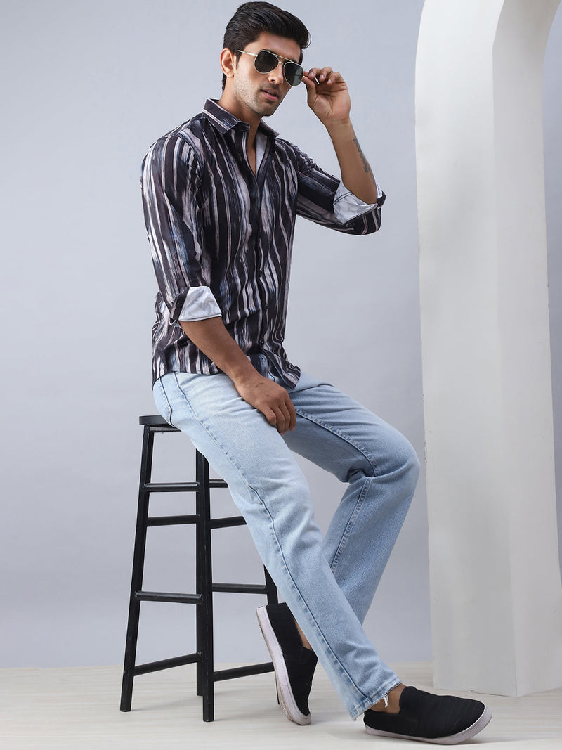 Abstract Printed Cotton Casual Shirt For Men