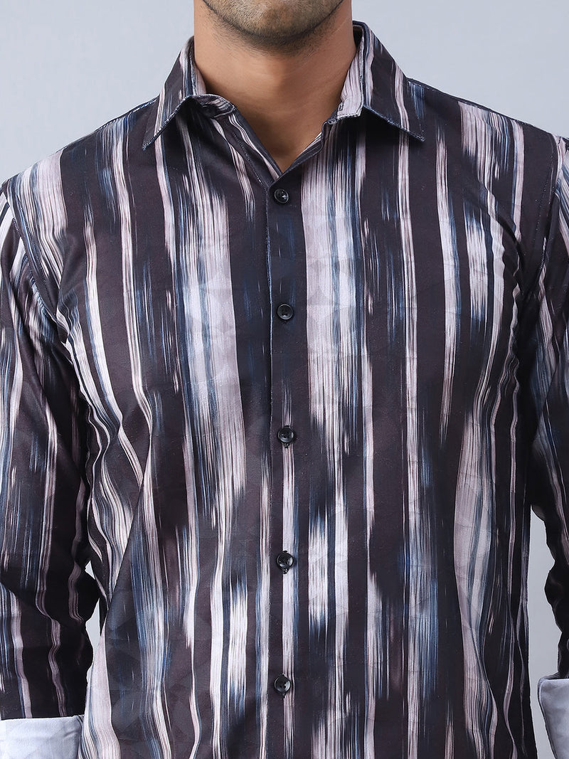 Abstract Printed Cotton Casual Shirt For Men