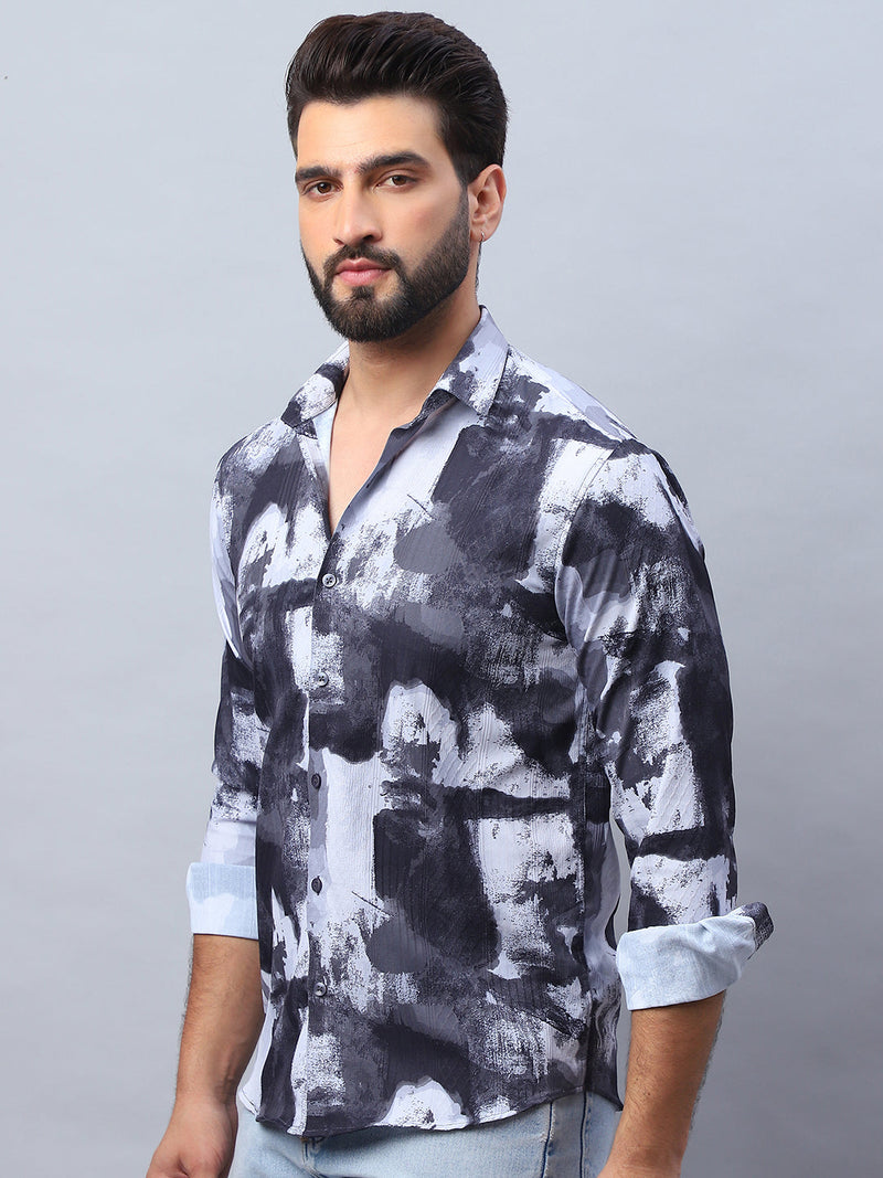 Abstract Printed Cotton Casual Shirt For Men