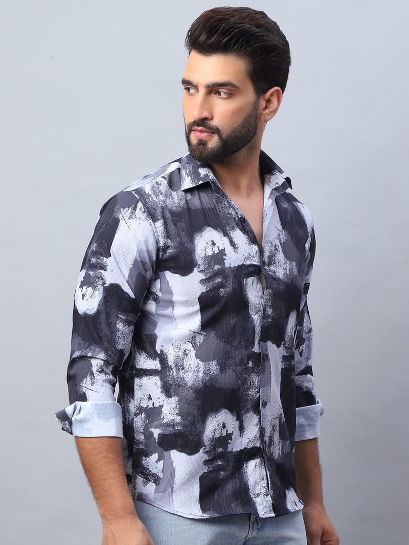 Abstract Printed Cotton Casual Shirt For Men