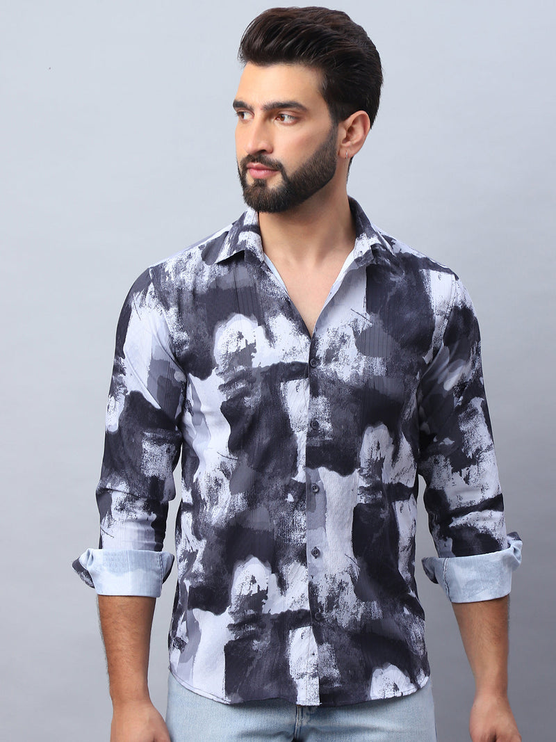 Abstract Printed Cotton Casual Shirt For Men